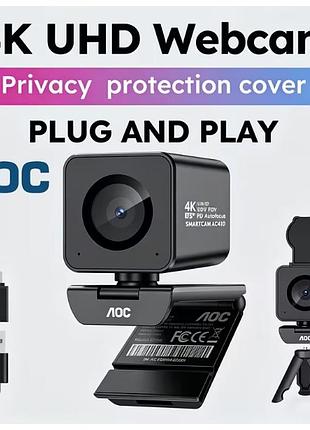 Aoc 4k веб камера для пк с сенсором 2.54/6.48 см, камера для потокового стриминга 1080p 60fps с pdaf автофокусом, крышка конфиденциальности