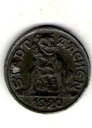Германия (нотгельд) ↑ город аахен 10 пфенингов 1920 год железо, 3.9g, ø 20.9mm no1893