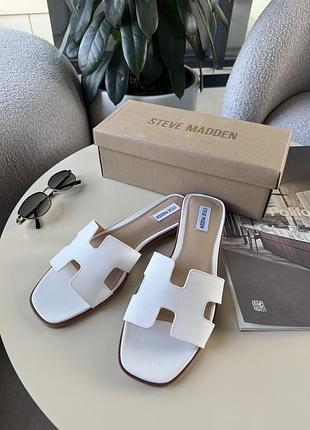 Білі жіночі шкіряні шльопанці steve madden шльопанці hermes білі