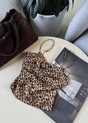 Топ майка в леопардовий принт zara топ на тонких бретелях в леопардовий принт топ zara