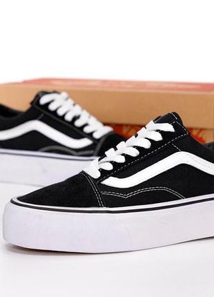 Vans old skool platform vans knu black white женские кеды кроссовки 37