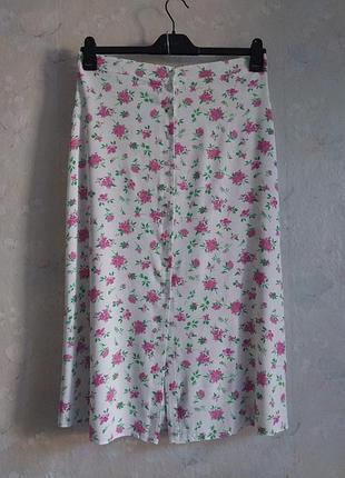 Юбка женская primark 1988414 l 48р., белая в цветке, вискоза, меди, летняя
