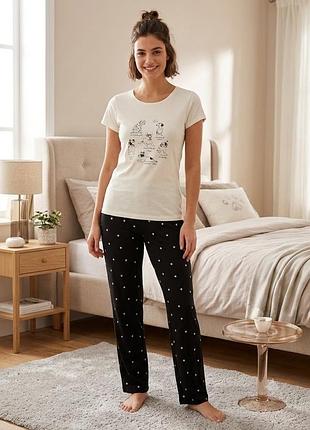 Женская хлопковая пижама f&amp;f (футболка и брюки), размер Паркс 16-18 (xl / 2xl)