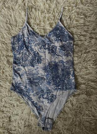 Витончене боді з тропічним принтом від h&m бренд: h&m розмір: eur s / uk s (ідеально на s, тканина еластична) • стан: відмінний