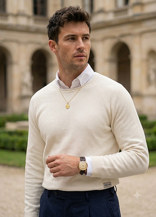 Белый легкий свитер jack &amp; jones хлопок old money casual, размер s но больше m