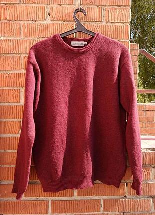 Мужской свитер 100% шерсть ягненка copperstone (woolmark lambswool), размер l, винный / бордовый