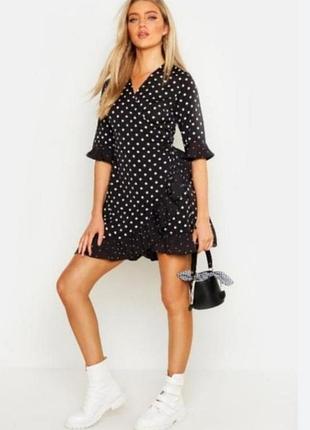 Великолепное летнее платье в горох от boohoo, 46