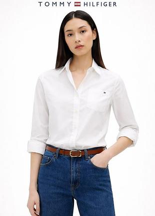 Белая хлопковая рубашка Tommy hilfiger