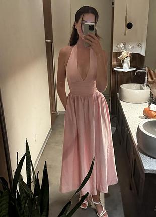 Лляна рожева сукня cher17