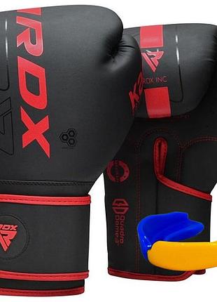 Боксерские перчатки rdx f6 kara matte red 16 унций (капа в комплекте)