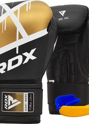 Боксерские перчатки rdx f7 ego black golden 8 унций (капа в комплекте)