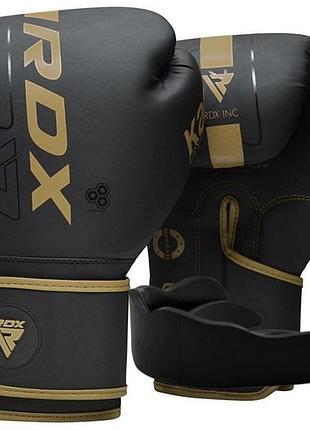Боксерські рукавиці rdx f6 kara matte golden 8 унцій (капа в комплекті)