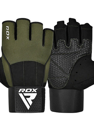 Перчатки для фитнеса rdx w3 army green with eva padding-l
