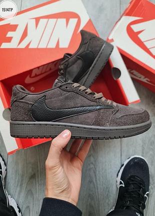 Чоловічі кросівки nike air jordan 1 retro low og sp travis scott velvet brown