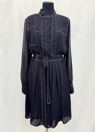 Вишукана чорна шифонова сукня vera wang з поясом (розмір m)