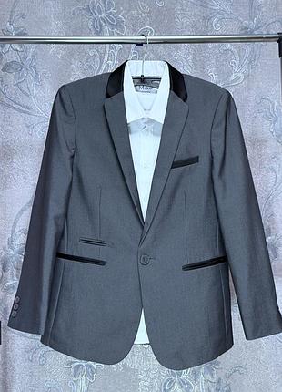 Пиджак для парня 11 лет 146 см рост next tailoring серый жакет блейзер белая рубашка шведка детская одежда для школы торжественного официального событ