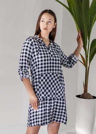 Жіноча туніка з капюшоном в клітку nicoletta 92140 білий, s