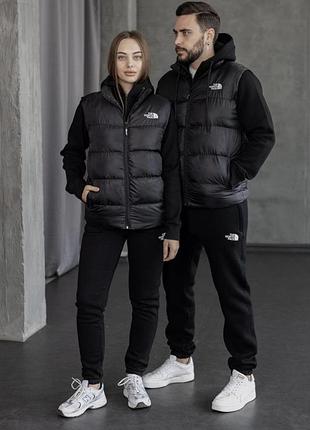 Набор tnf зима жилет зип худи брюки черный