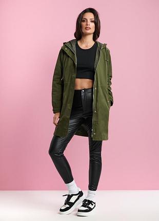 Жіноча нова парка куртка хакі подовжена сезон осінь/весна sinsay xl-xxl 50-52