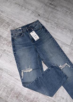 Zara mom джинси сині