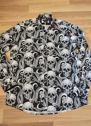 Сорочка guide london з принтом черепів, slim fit, 2xl