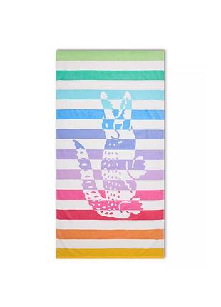 Пляжний рушник lacoste striped crocodile print cotton beach towel
