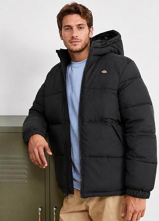 Пуховик зимовий оверсайз чоловічий dickies l чорний однотонний (12346011-33)