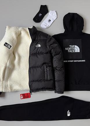 Набор зима tnf зима куртка соп худи брюки черный