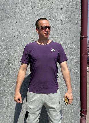 Оригінал спортивна футболка adidas adizero running men's t-shirt aurora plum jv7171 оригинал адідас фіолетова бігова футболка м