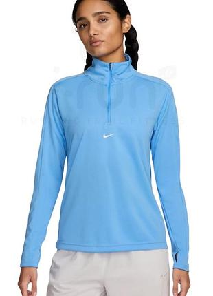 Блакитний жіночий лонгслів для бігу nike pacer top half zip