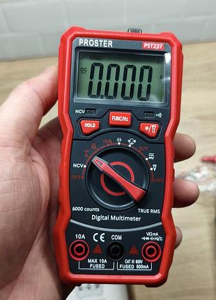 Цифровий мультиметр proster pst237 (t21d) true rms 6000 counts ncv