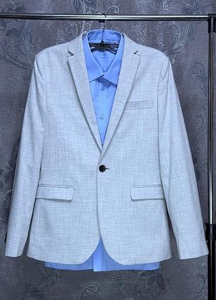 Пиджак для парня 14 лет 164 см рост next tailoring серый жакет блейзер голубая рубашка шведка детская одежда для школы торжественного официального соб