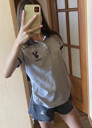 Футболка поло жіноча playboy сіра прямого крою
