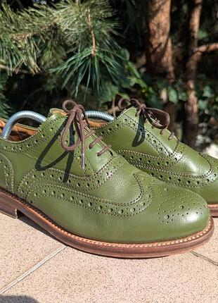 Чоловічі зелені туфлі броги grenson england