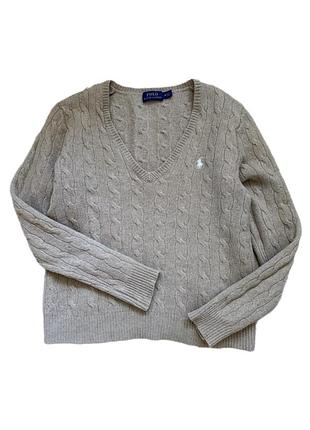 Светр жіночий бежеаий вʼязаний вовняний polo ralph lauren