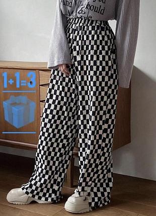 🥰теплі вельветові штани в клітинку friful xxl