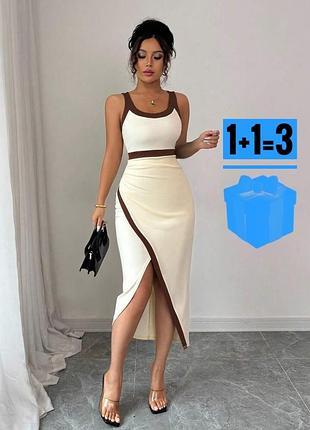 🥰 обтисла сукня з контрастною оборкою shein l
