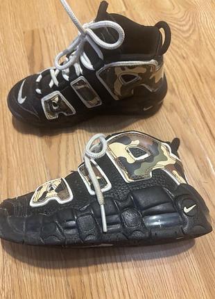 Хайтопи  дитячі nike air more uptempo чорні з камуфляжними вставками