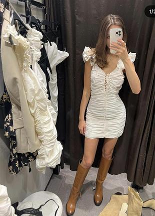 Белая мини-платье от zara размер с