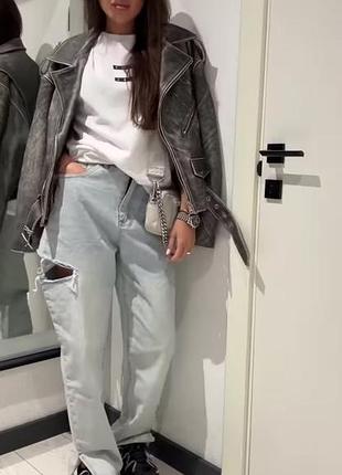 Джинси світлі з розрізом moodstyle store вільного крою