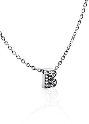 Серебряное колье с буквой в (1103-в)