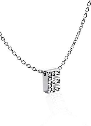 Серебряное колье с буквой е (1103-е)