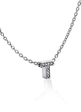 Серебряное колье с буквой т (1103-т)
