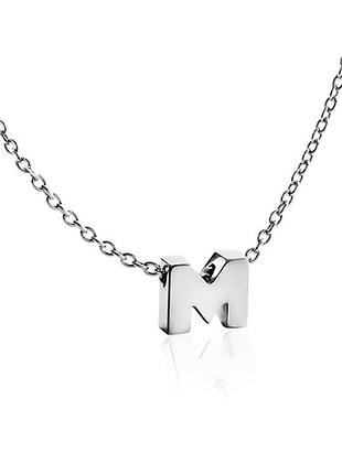 Серебряное колье с буквой м (1105-м)