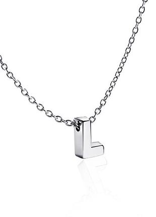 Серебряное колье с буквой l (1105-l)