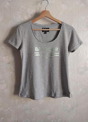 Футболка женская barbour xs 42р., серая, вискоза хлопок, принт