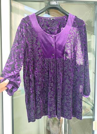 💜изысканная бархатная блуза per una (marks &amp; spencer) в размере 20 (xxl)