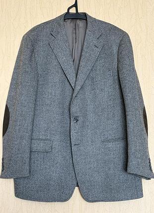 Твідовий вовняний піджак façonnable designed by albert goldberg (xl / 54) herringbone з налокітниками