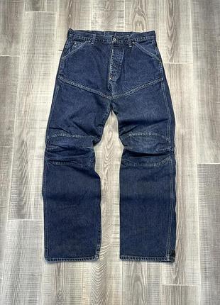 Джинси g-star raw elwood, вінтажний денім, подвійні коліна, сині, бавовна, стиль y2k, чоловічі, розмір 33x34