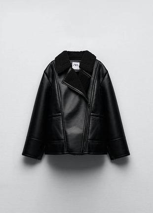 Жіноча дублянка авіатор з еко шкіри zara